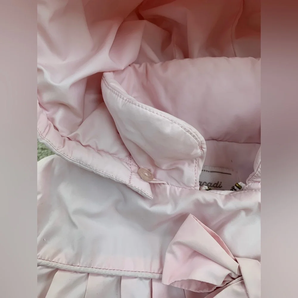 Jacadi Size 3 Years Blush Pink Bow Front Puffer Coat